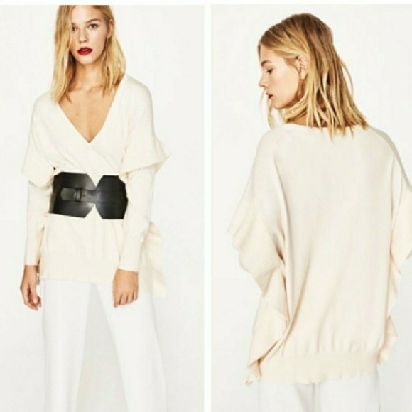 Zara Sweaters - Zara Knit Ruffle Sweater Sz S